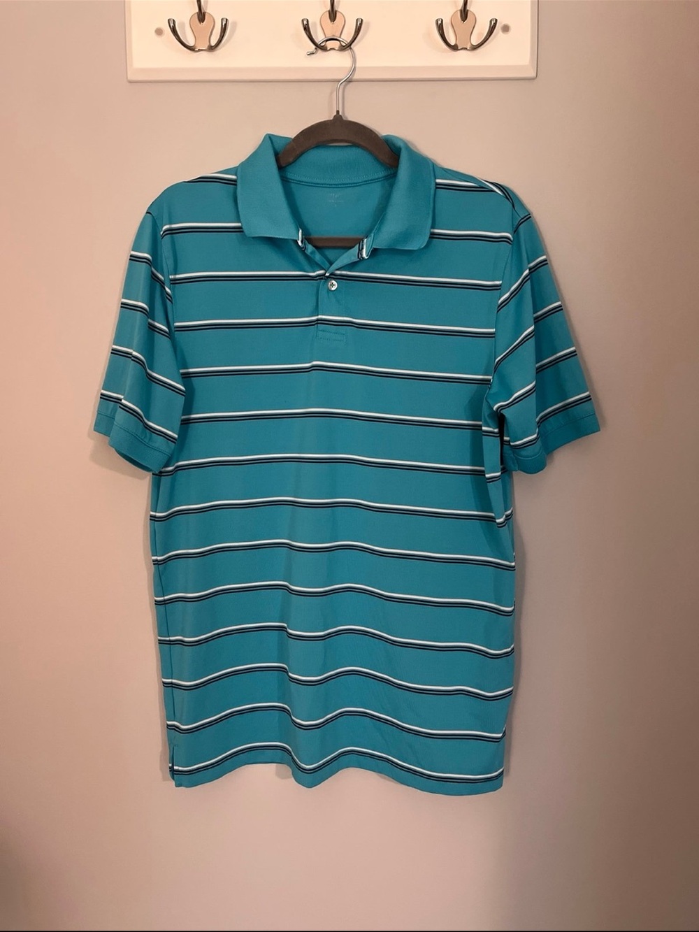 Covington Teal Polo with White & Navy Stripes